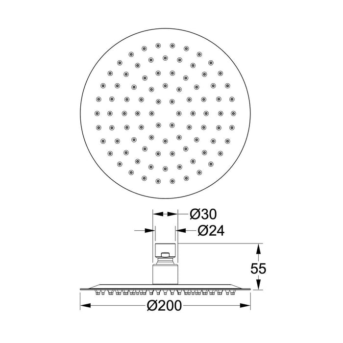 Linsol Soul Eco 200mm Round Shower Head - Gunmetal 