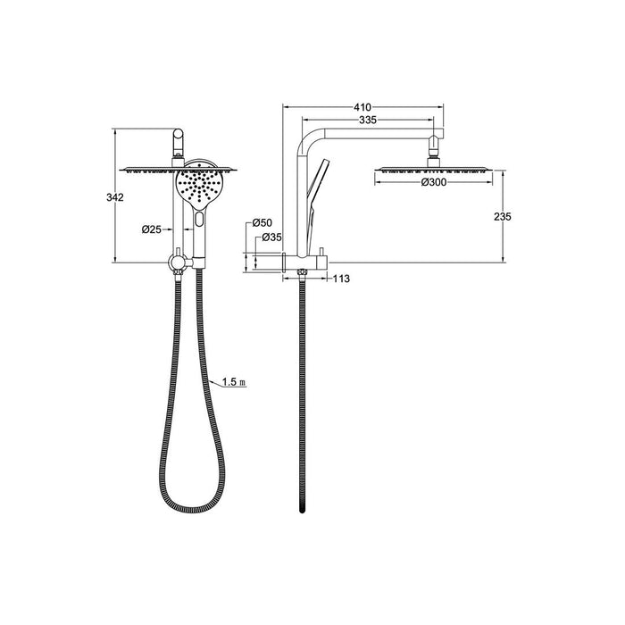 Linsol Souljet Short Shower Combination with 300mm Head - Gunmetal 
