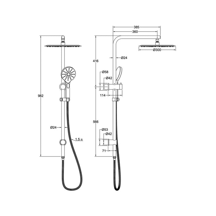 Linsol Souljet Shower Combination with 300mm Head - Gunmetal 