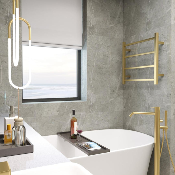 Linsol Spirit 4 Bar Heated Towel Rail - Brushed Brass 