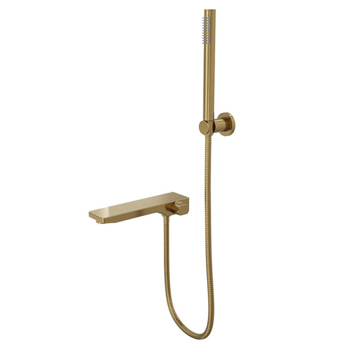 Linsol Tara Bath Spout with Divertor and Hand Shower - Brushed Brass 