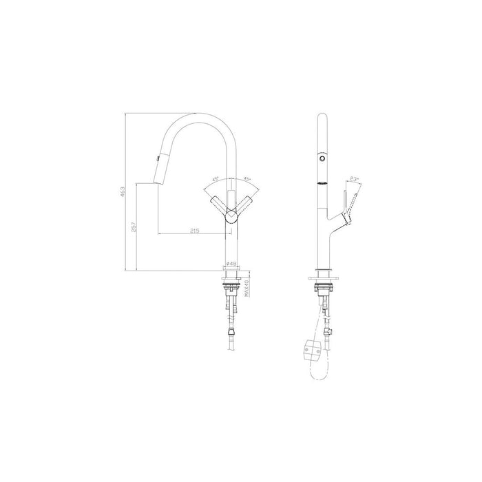 Linsol Tish Pull Out Sink Mixer - Gunmetal 