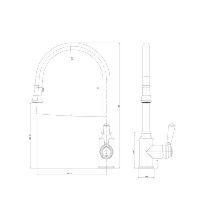 Linsol Tommy Pull Out Sink Mixer - Brushed Brass 