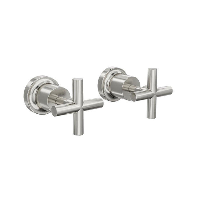 Linsol Tre Cross Handle Wall Top Assemblies - Brushed Nickel 