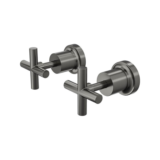 Linsol Tre Cross Handle Wall Top Assemblies - Gunmetal 