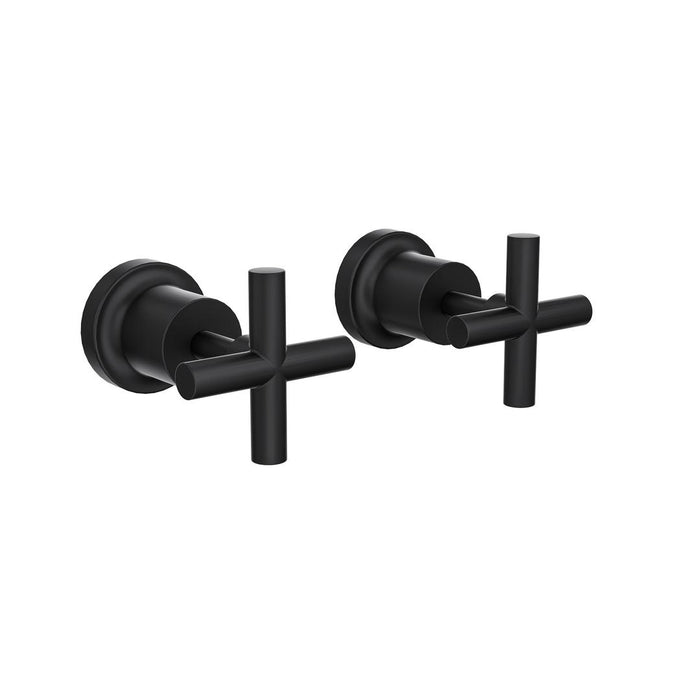 Linsol Tre Cross Handle Wall Top Assemblies - Matte Black 
