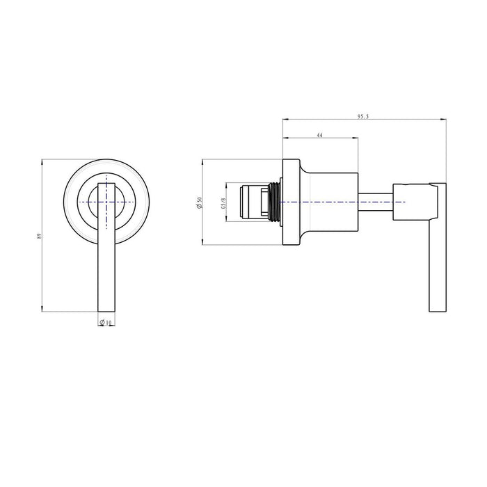 Linsol Tre Lever Handle Wall Top Assemblies - Matte Black 