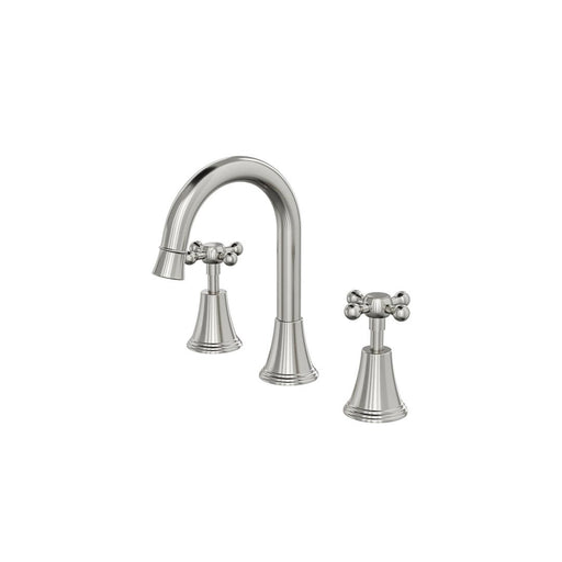 Linsol Vintage Cross Handle Basin Set - Brushed Nickel 