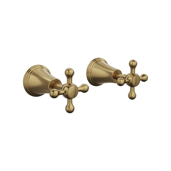 Linsol Vintage Cross Handle Wall Top Assemblies - Brushed Brass 