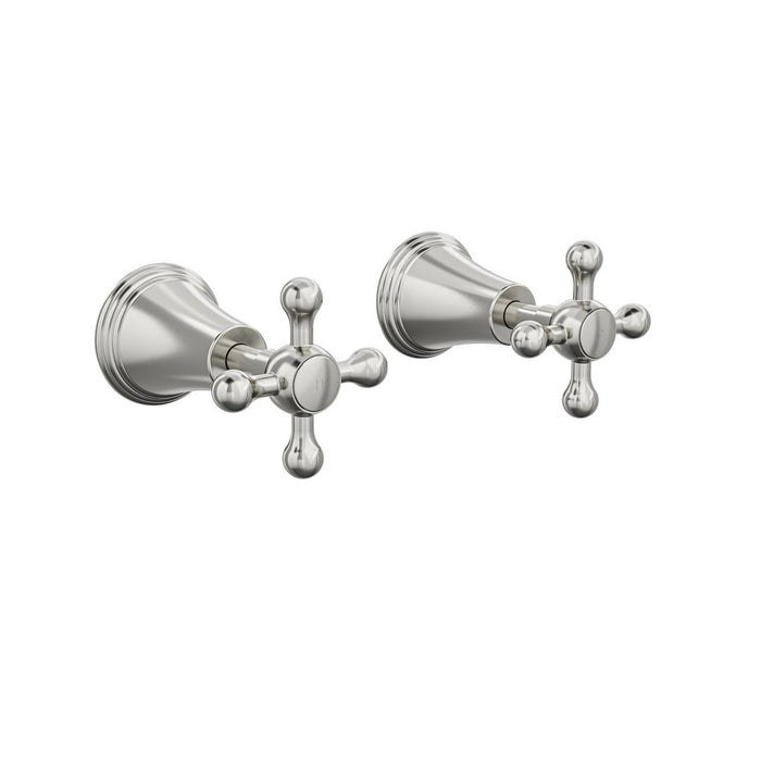 Linsol Vintage Cross Handle Wall Top Assemblies - Brushed Nickel 