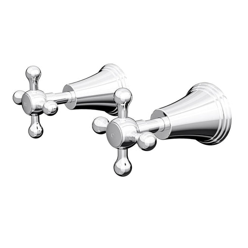 Linsol Vintage Cross Handle Wall Top Assemblies - Chrome 
