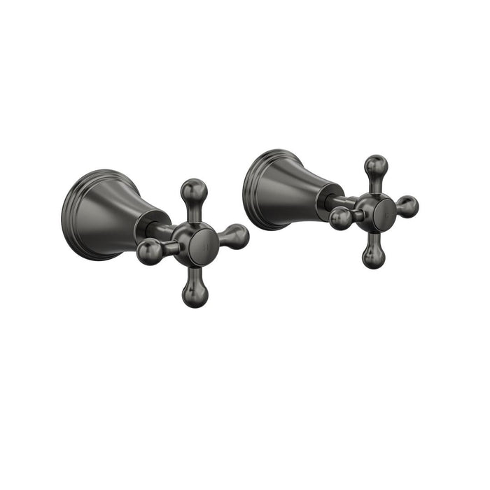 Linsol Vintage Cross Handle Wall Top Assemblies - Gunmetal 