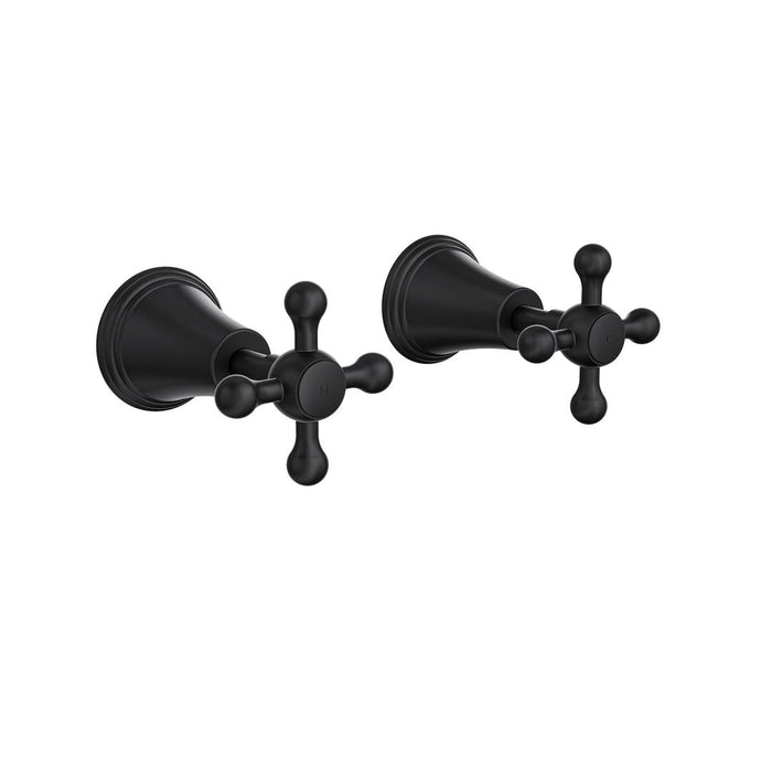Linsol Vintage Cross Handle Wall Top Assemblies - Matte Black 