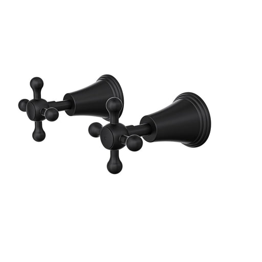 Linsol Vintage Cross Handle Wall Top Assemblies - Matte Black 