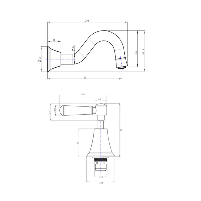 Linsol Vintage Lever Handle Bath Set - Gunmetal 