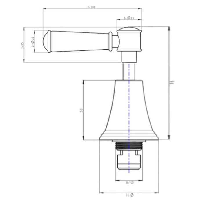 Linsol Vintage Lever Handle Wall Top Assemblies - Gunmetal 