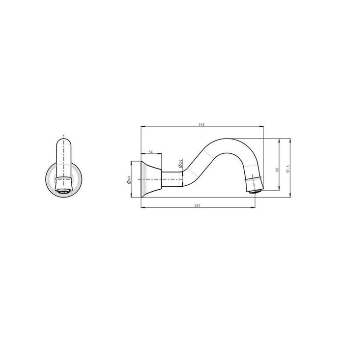 Linsol Vintage Wall Mount Bath Spout - Chrome 