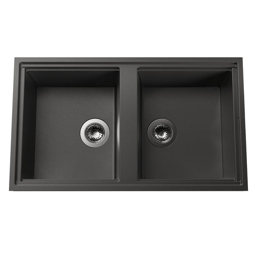 Linsol Zenica Double Bowl Topmount - Matte Black 