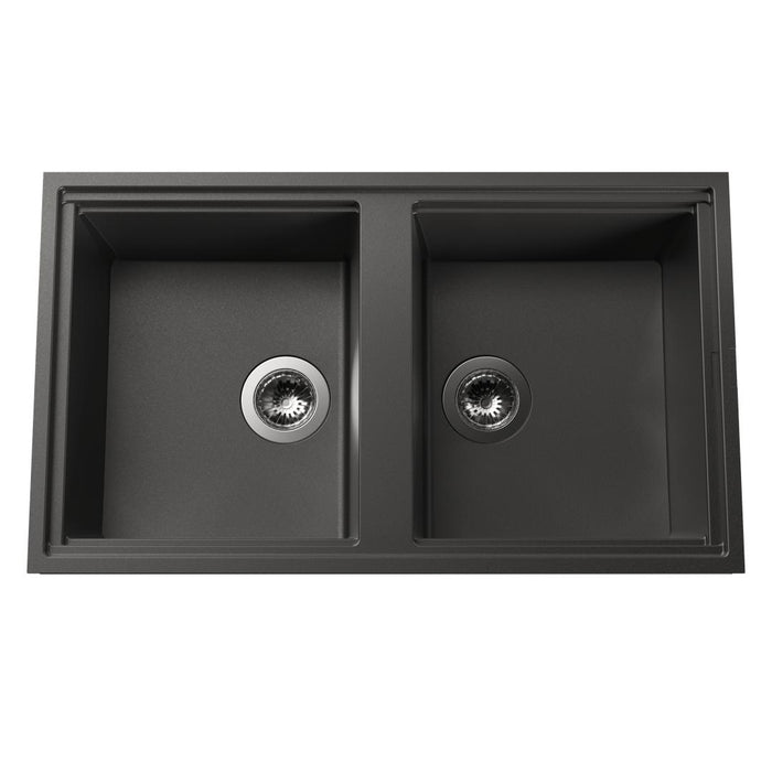 Linsol Zenica Double Bowl Topmount - Matte Black 