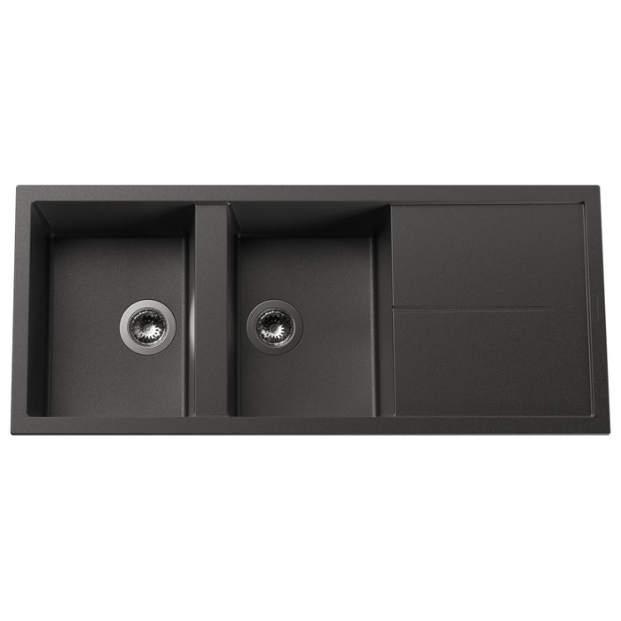 Linsol Zenica Double Bowl + Tray - Matte Black 