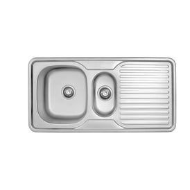 Linsol Zero Sink with Quarter Bowl and Right Hand Tray - Brushed Stainless 