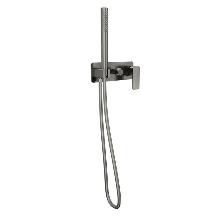 Linsol Zia 1-Plate Wall Mixer with Hand Shower Trim Kit - Gunmetal 