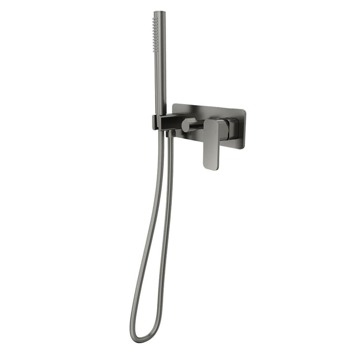Linsol Zia 1-Plate Wall Mixer with Hand Shower Trim Kit - Gunmetal 