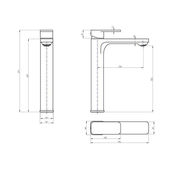 Linsol Zia Tall Basin Mixer - Gunmetal 