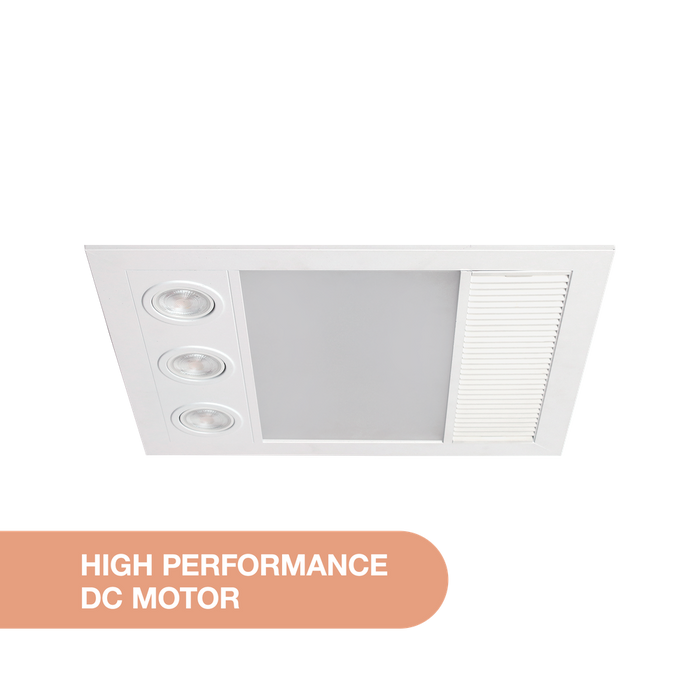 Martec Linux Mini DC – 3 in 1 Bathroom Heater and Exhaust Fan with Tricolour LED Light - Matt White