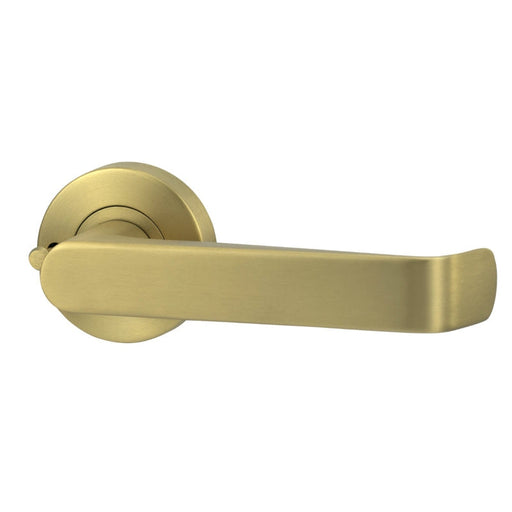 Lockwood Lever V1 Privacy Set With Latch - Satin Brass PVD-VIV2/V1SBPVD-blue-leaf-bathware