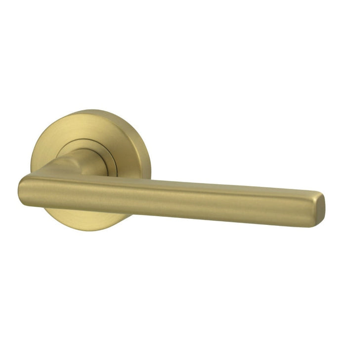 Lockwood Lever V4 Passage Set With Latch - Satin Brass PVD-VIV1/V4SBPVD-blue-leaf-bathware