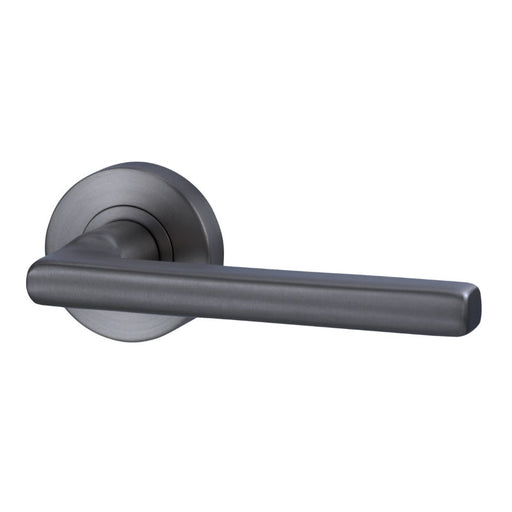 Lockwood Lever V4 Passage Set With Latch - Satin Gun Metal PVD-VIV1/V4GMPVD-blue-leaf-bathware