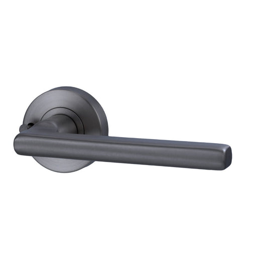 Lockwood Lever V4 Privacy Set With Latch - Satin Gun Metal PVD-VIV2/V4GMPVD-blue-leaf-bathware