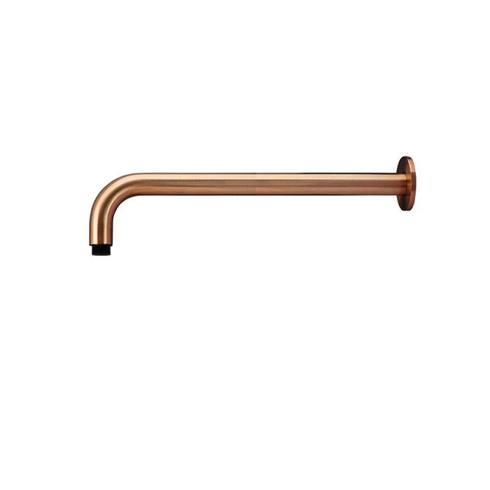Meir Round Wall Shower Curved Arm 400mm - Lustre Bronze-blue-leaf-bathware