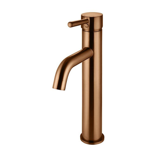 Meir Round Tall Basin Mixer Curved - Lustre Bronze-blue-leaf-bathware