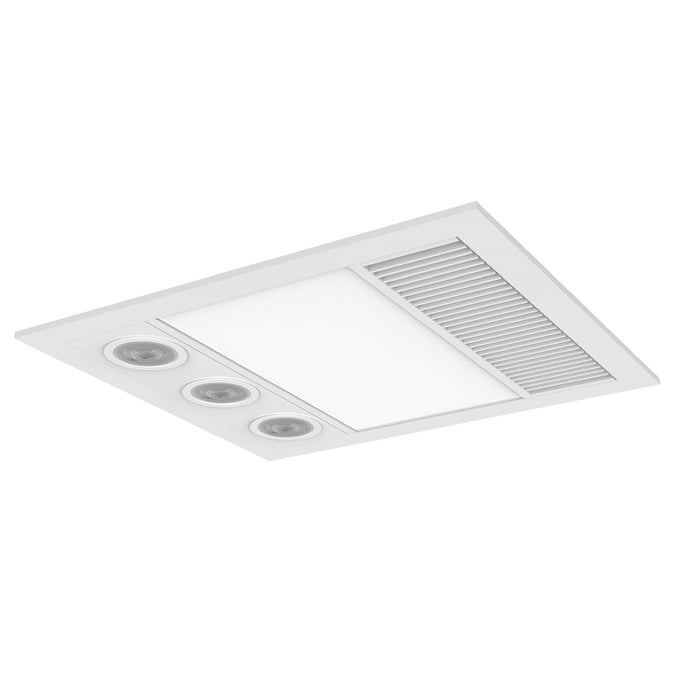 Martec Linear Mini 3-in-1 Bathroom Heater with 3 Heat Lamps, Exhaust Fan and LED Light - White