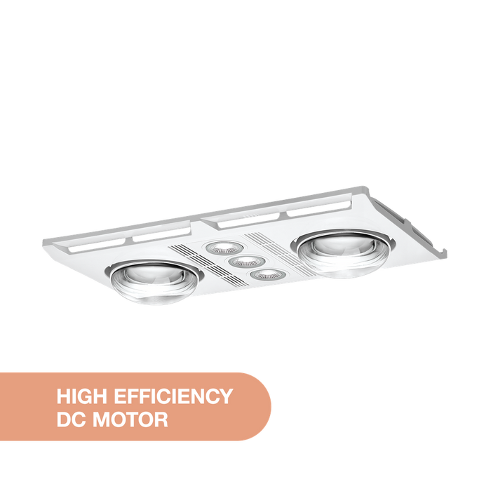 Martec Profile Plus DC 2  3-in-1 Bathroom Heater with 2 Heat Lamps, Exhaust Fan and GU10 LED Light - White