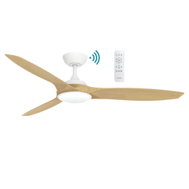 Martec Newport DC 56″ Smart Ceiling Fan With WIFI Remote Control + LED light - Matt White / Oak