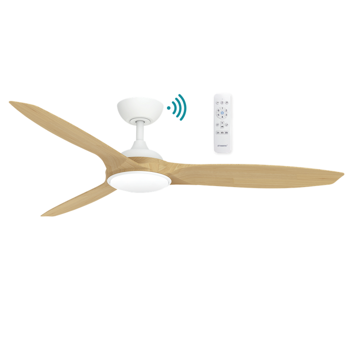 Martec Newport DC 56″ Smart Ceiling Fan With WIFI Remote Control + LED light - Matt White / Oak