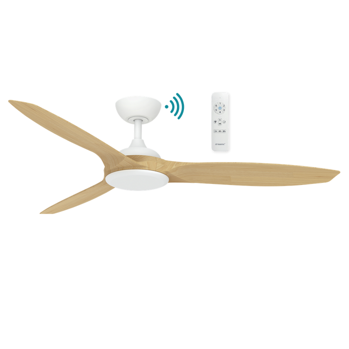 Martec Newport DC 56″ Smart Ceiling Fan With WIFI Remote Control - Matt White / Oak