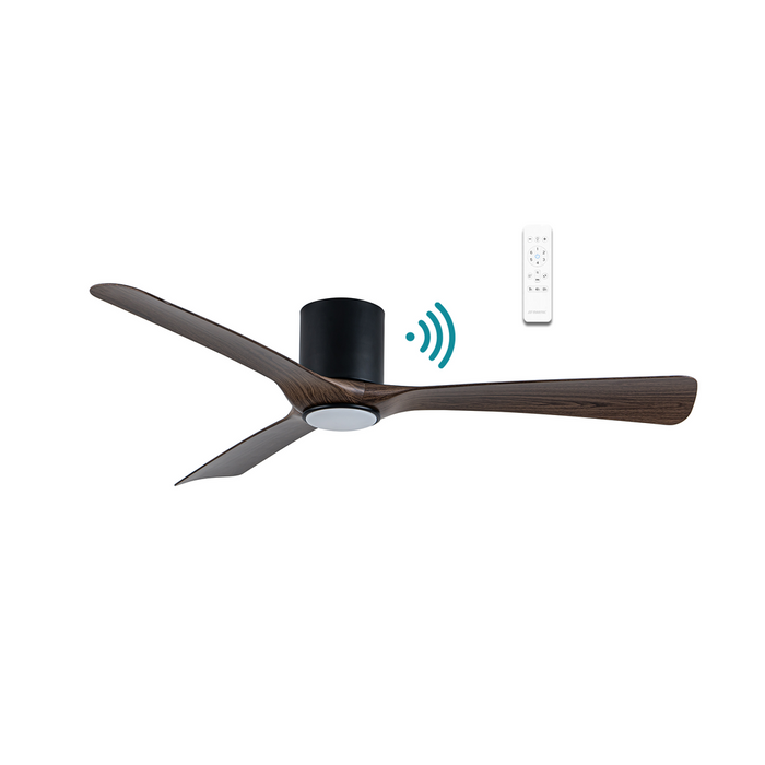 Martec Fresno DC 52″ Smart Ceiling Fan With WIFI Remote Control + LED light - Matt Black/Walnut