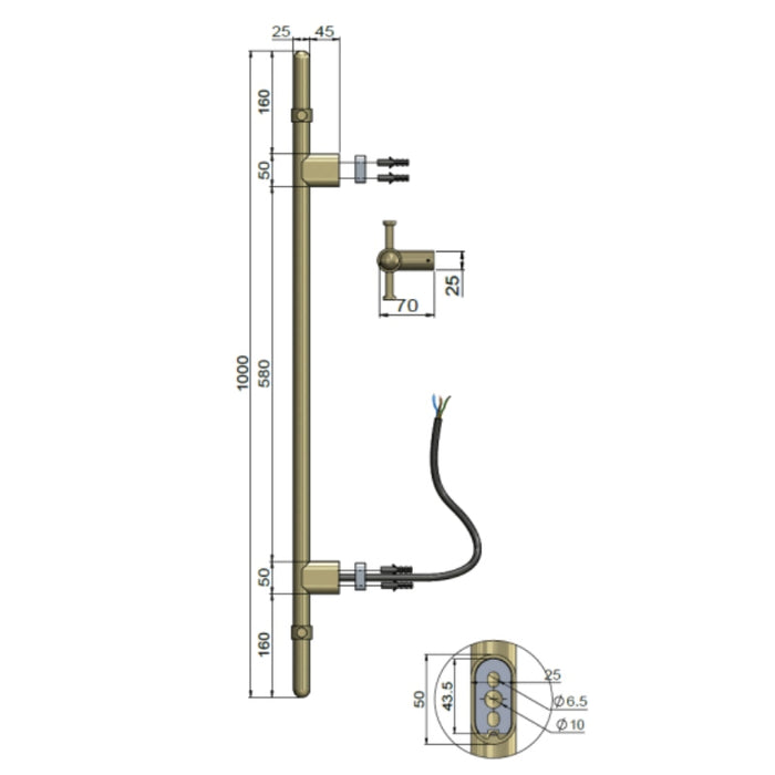Meir Heated Vertical Towel Rail - PVD Tiger Bronze