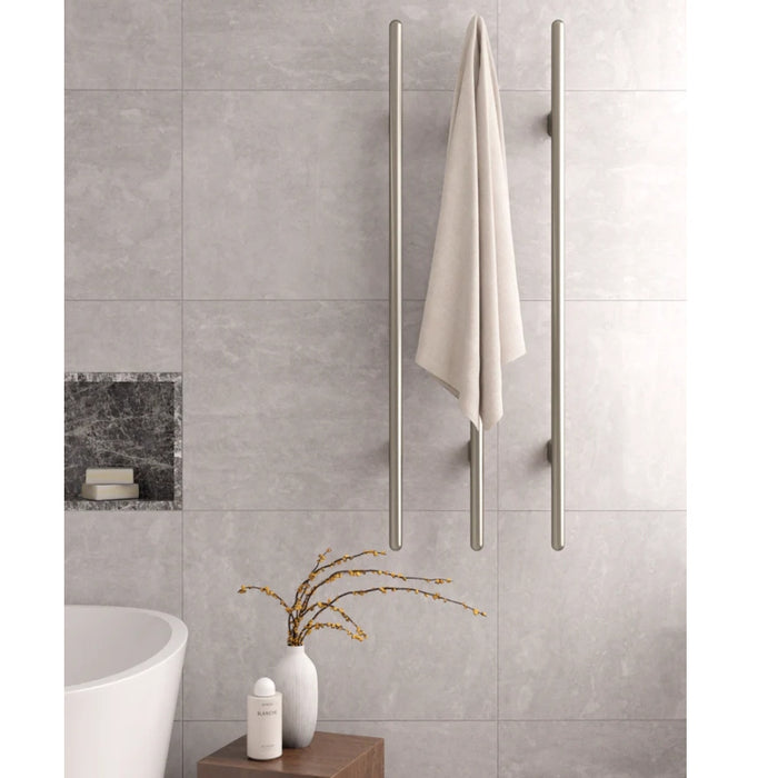 Meir Heated Vertical Towel Rail - PVD Brushed Nickel