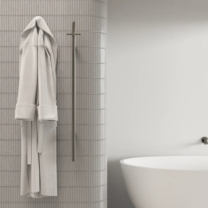 Meir Heated Vertical Towel Rail - PVD Brushed Nickel