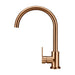 Meir Round Gooseneck Kitchen Mixer Tap with Paddle Handle - Lustre Bronze-blue-leaf-bathware