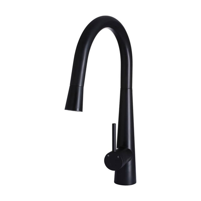 Meir Round Pull Out Kitchen Mixer Tap - Matte Black-blue-leaf-bathware