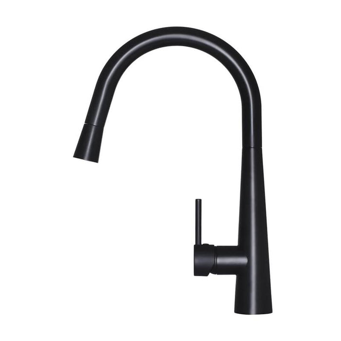 Meir Round Pull Out Kitchen Mixer Tap - Matte Black-blue-leaf-bathware