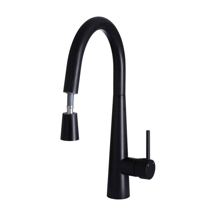 Meir Round Pull Out Kitchen Mixer Tap - Matte Black-blue-leaf-bathware