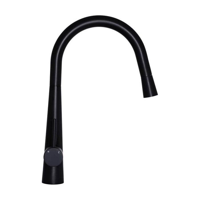 Meir Round Pull Out Kitchen Mixer Tap - Matte Black-blue-leaf-bathware