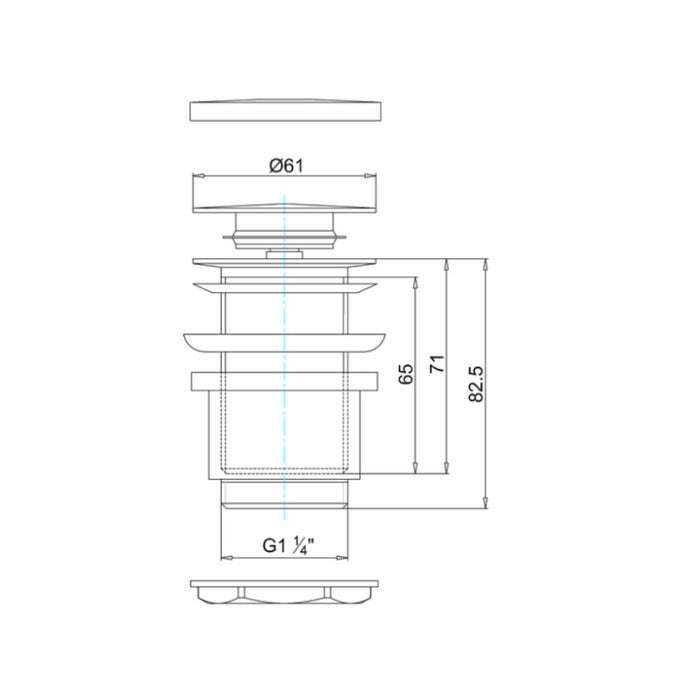 Abey Clearwater Click-clack basin waste un-slotted